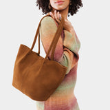 Jackson Large | Model holding wide bucket shaped tote bag with matching leather handles