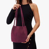 Superbloom Classic | Model holding a  leather tote bag 