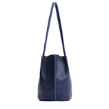 Cobalt Classic | Petite bucket shaped tote bag with matching leather handles