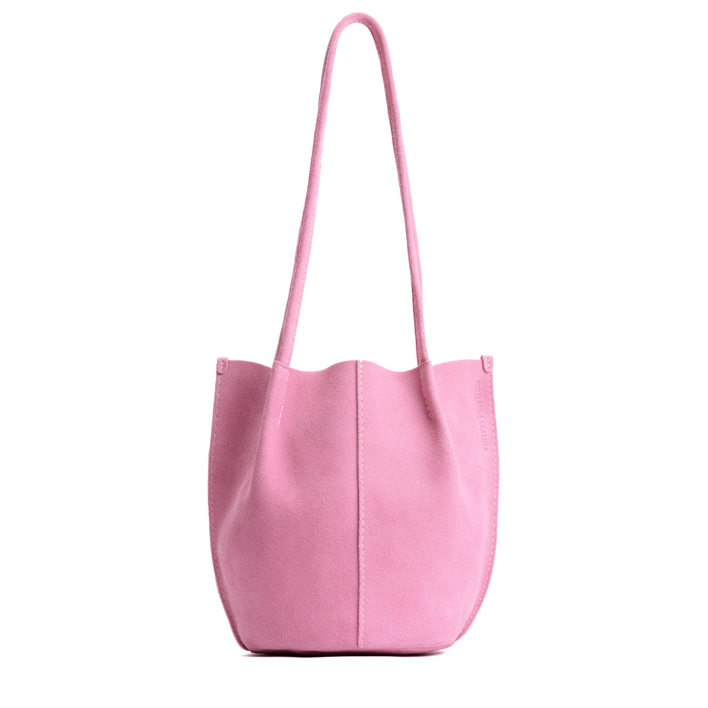Pink Suede*Classic | Petite bucket shaped tote bag with matching leather handles