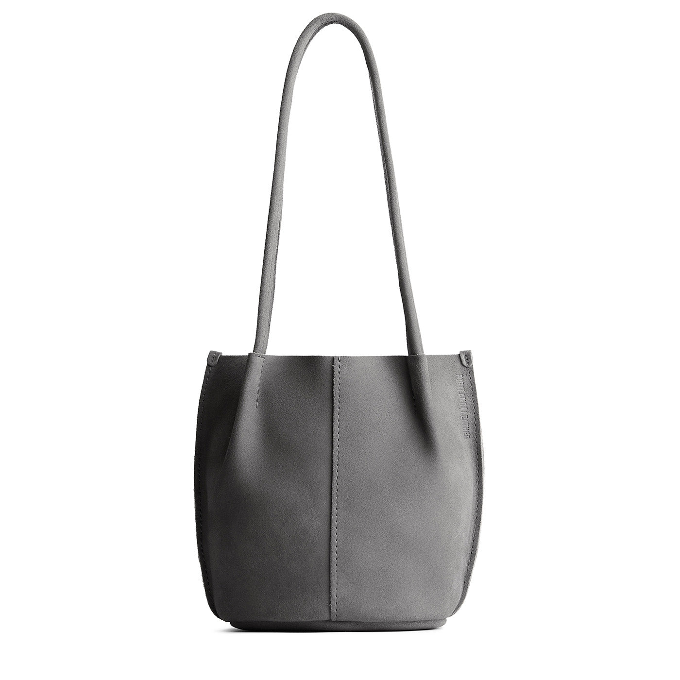 Smoke Grey*Classic | Petite bucket shaped tote bag with matching leather handles