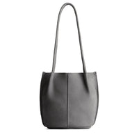 Smoke Grey*Classic | Petite bucket shaped tote bag with matching leather handles