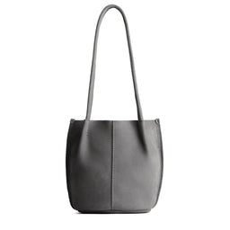 Smoke Grey*Classic | Petite bucket shaped tote bag with matching leather handles