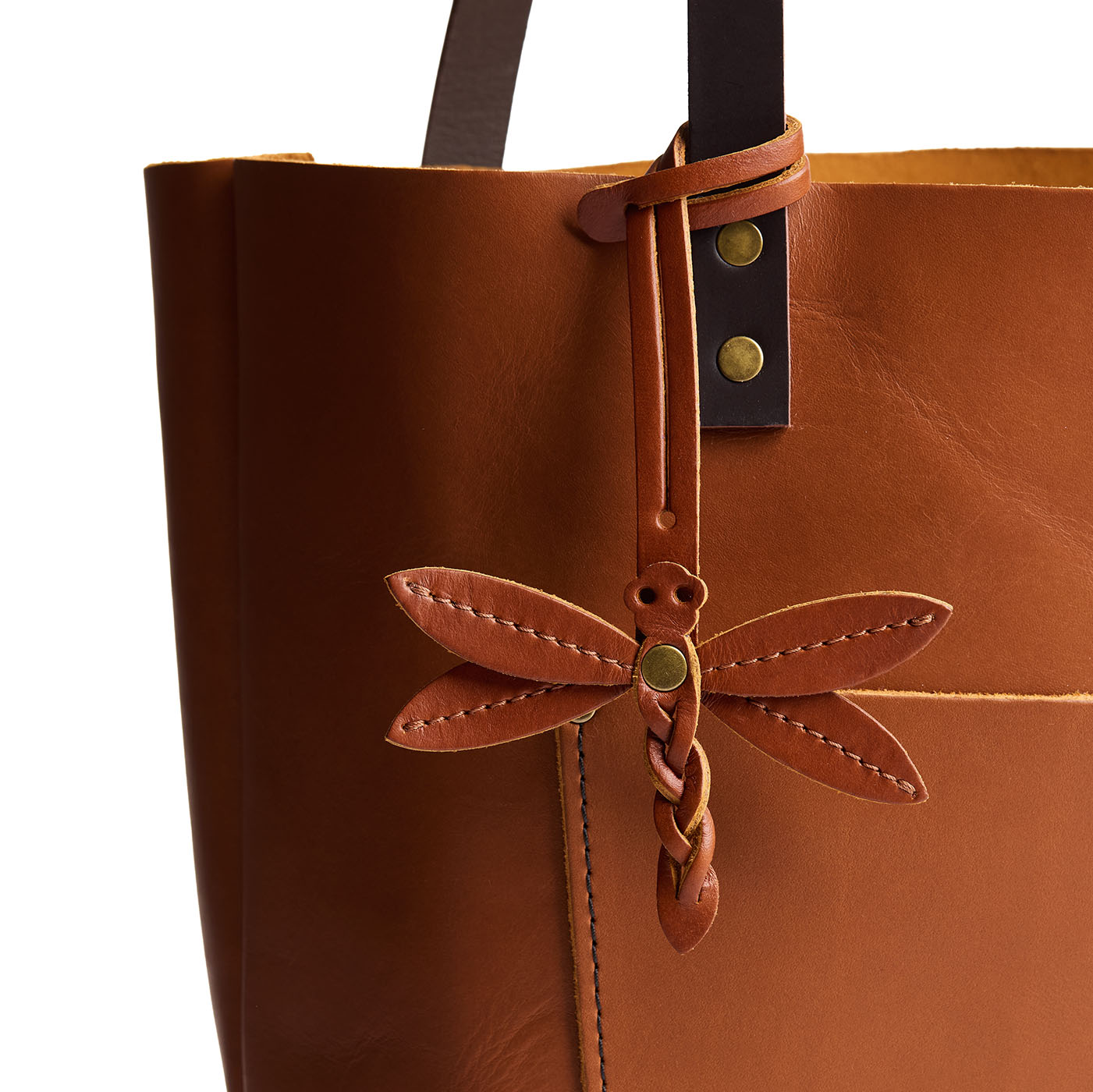 Honey | Dragonfly shaped leather charm tassel