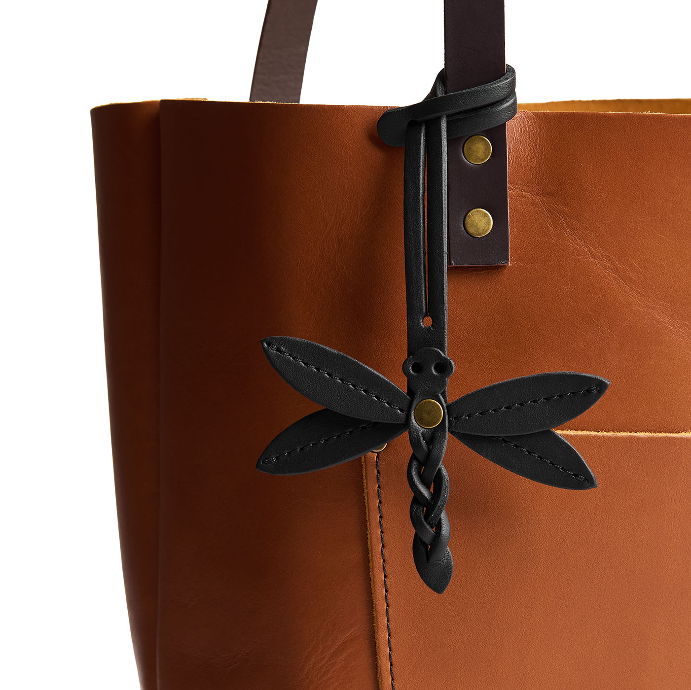 Black | Dragonfly shaped leather charm tassel