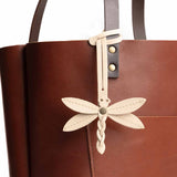 Bone | Dragonfly shaped leather charm tassel
