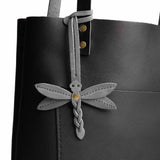 Smoke Grey | Dragonfly shaped leather charm tassel