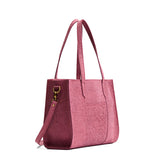 Hollyhock | Structured wide embossed leather tote bag with overlapping panels and crossbody strap