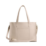 Jasmine | Structured wide embossed leather tote bag with overlapping panels and crossbody strap