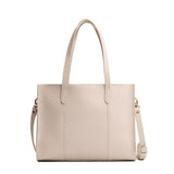 Jasmine | Structured wide embossed leather tote bag with overlapping panels and crossbody strap