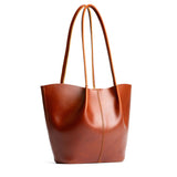 Madrone Large | Wide bucket shaped tote bag with matching leather handles