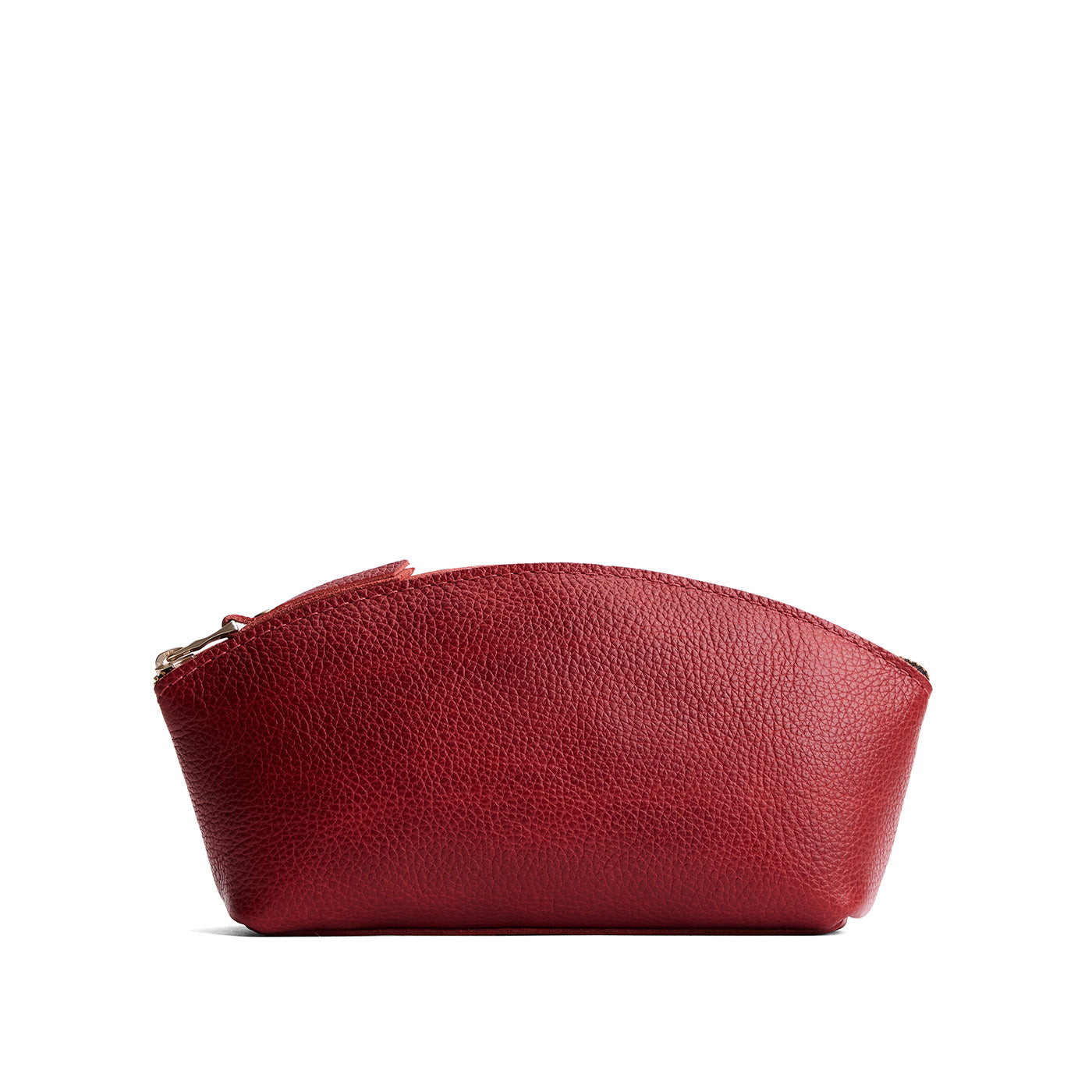 Chili Red*Eclipse | Spacious leather makeup bag with curved seams and top zipper