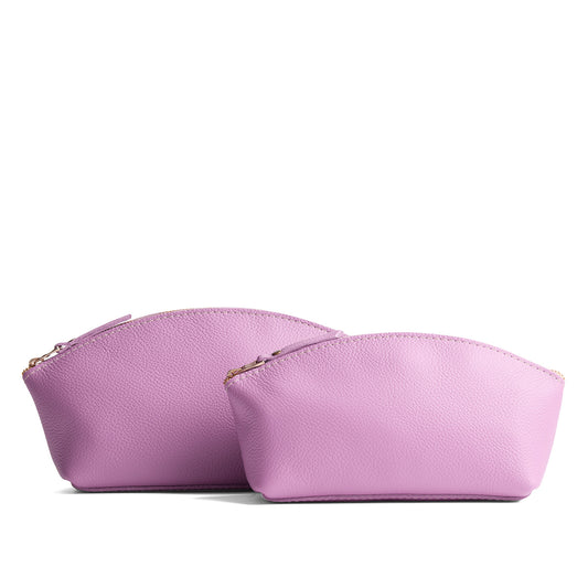 Calla Lily | Spacious leather makeup bag with curved seams and top zipper