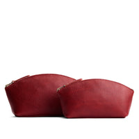 Chili Red | Spacious leather makeup bag with curved seams and top zipper