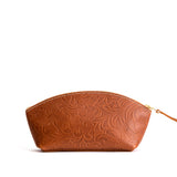 Meadow Eclipse | Spacious leather makeup bag with curved seams and top zipper