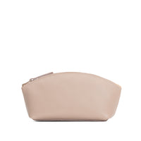 Oatmilk*Eclipse | Spacious leather makeup bag with curved seams and top zipper