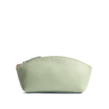 Pistachio Eclipse | Spacious leather makeup bag with curved seams and top zipper