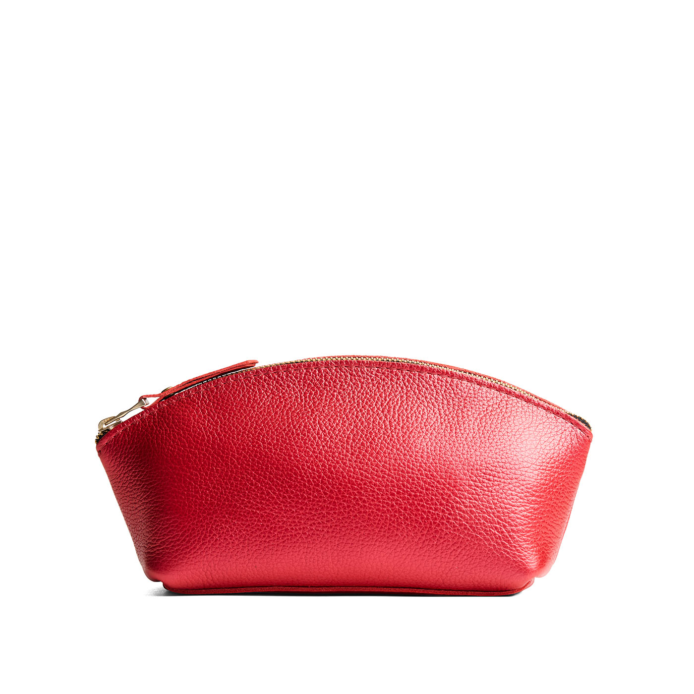 Reba Red*Eclipse | Spacious leather makeup bag with curved seams and top zipper
