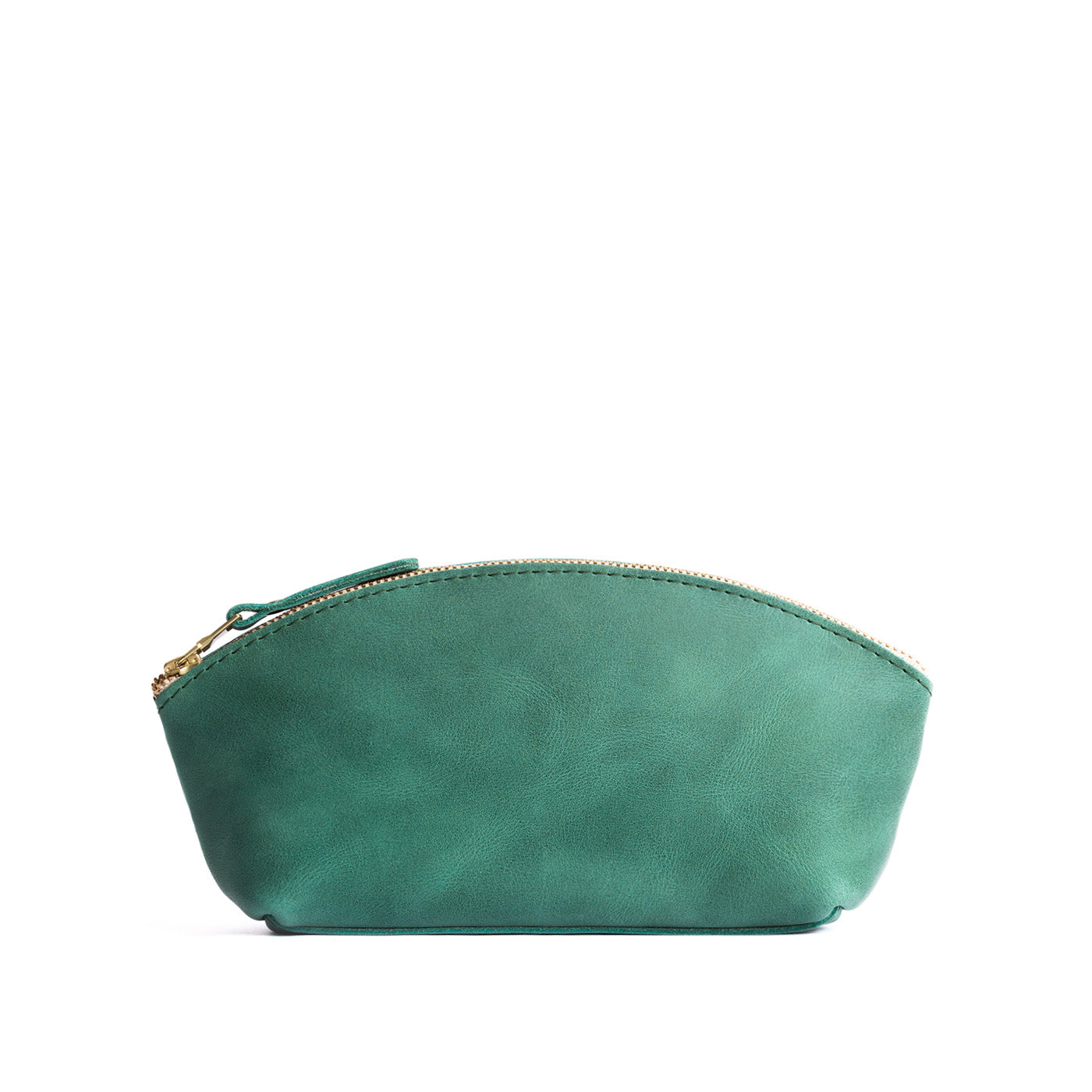 Surf*Eclipse | Spacious leather makeup bag with curved seams and top zipper