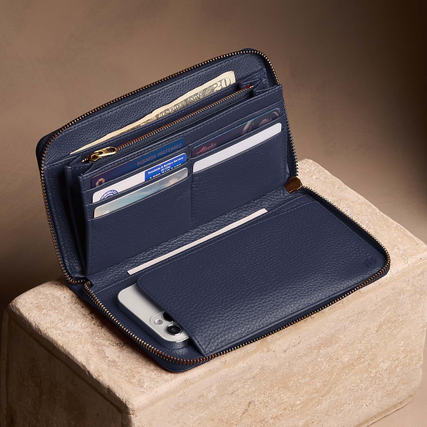 Empire Zip Wallet, Anchor Blue