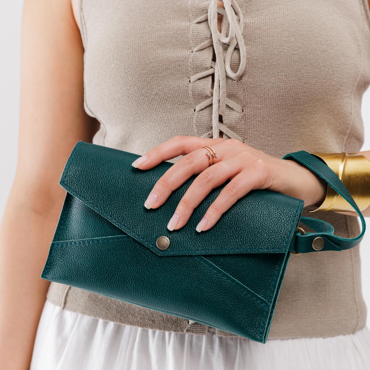 Sea Glass | Envelope shaped clutch wallet with crossbody strap