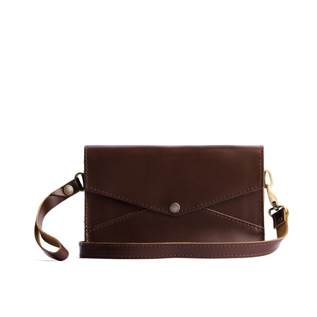 Chocolate Brown | Envelope shaped clutch wallet with crossbody strap