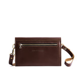 Chocolate Brown | Envelope shaped clutch wallet with crossbody strap