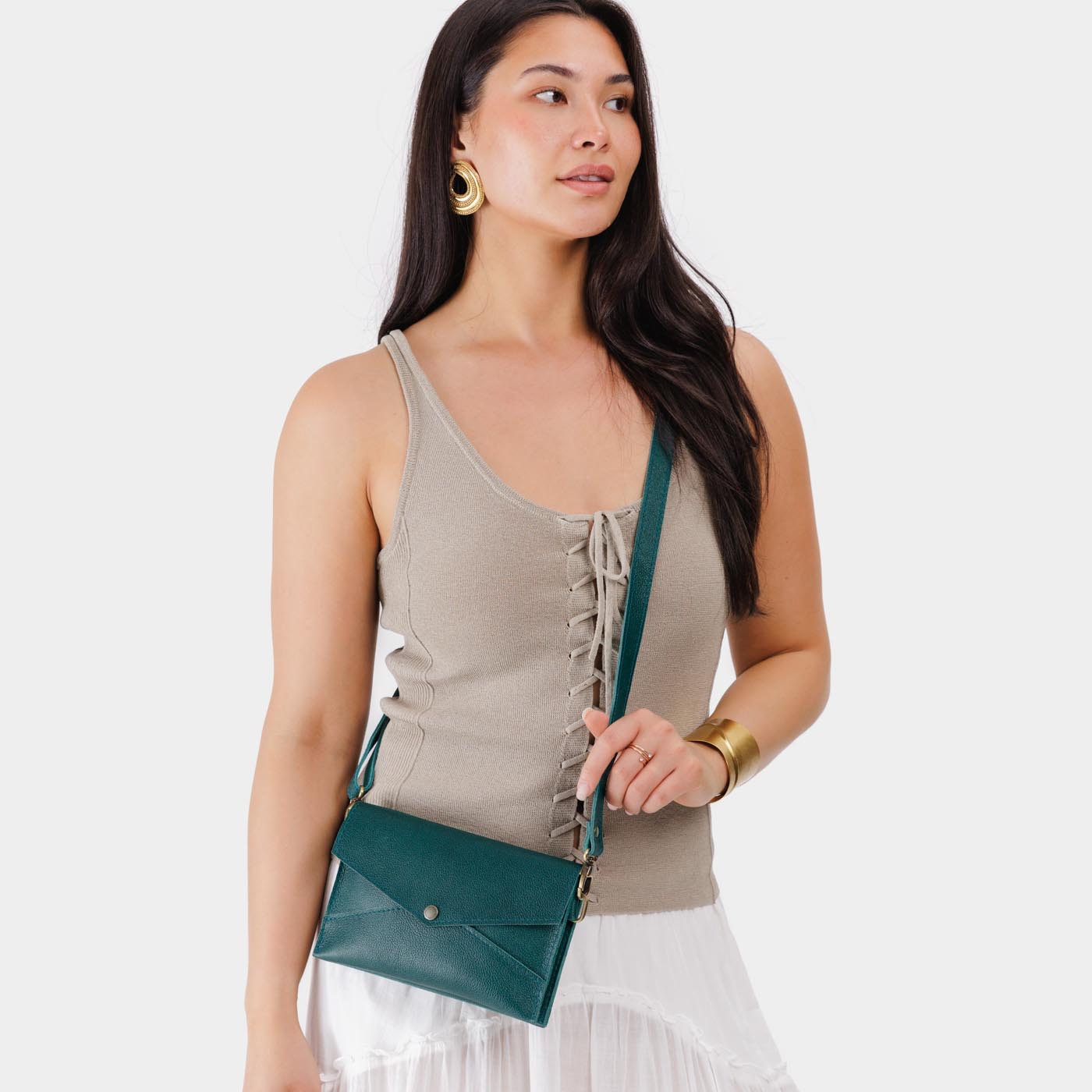 Sea Glass | Envelope shaped clutch wallet with crossbody strap