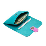 Aquamarine | Envelope snap wallet with contrast pull tab