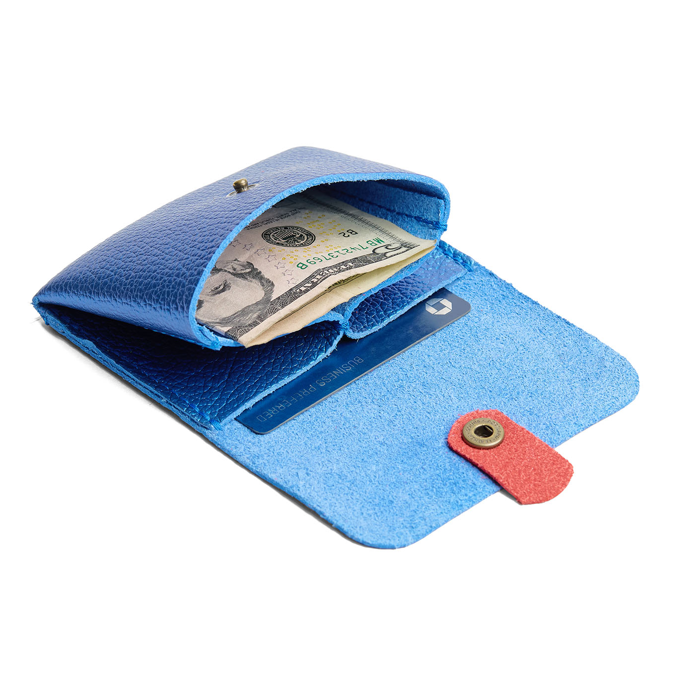 Comet Blue | Envelope snap wallet with contrast pull tab
