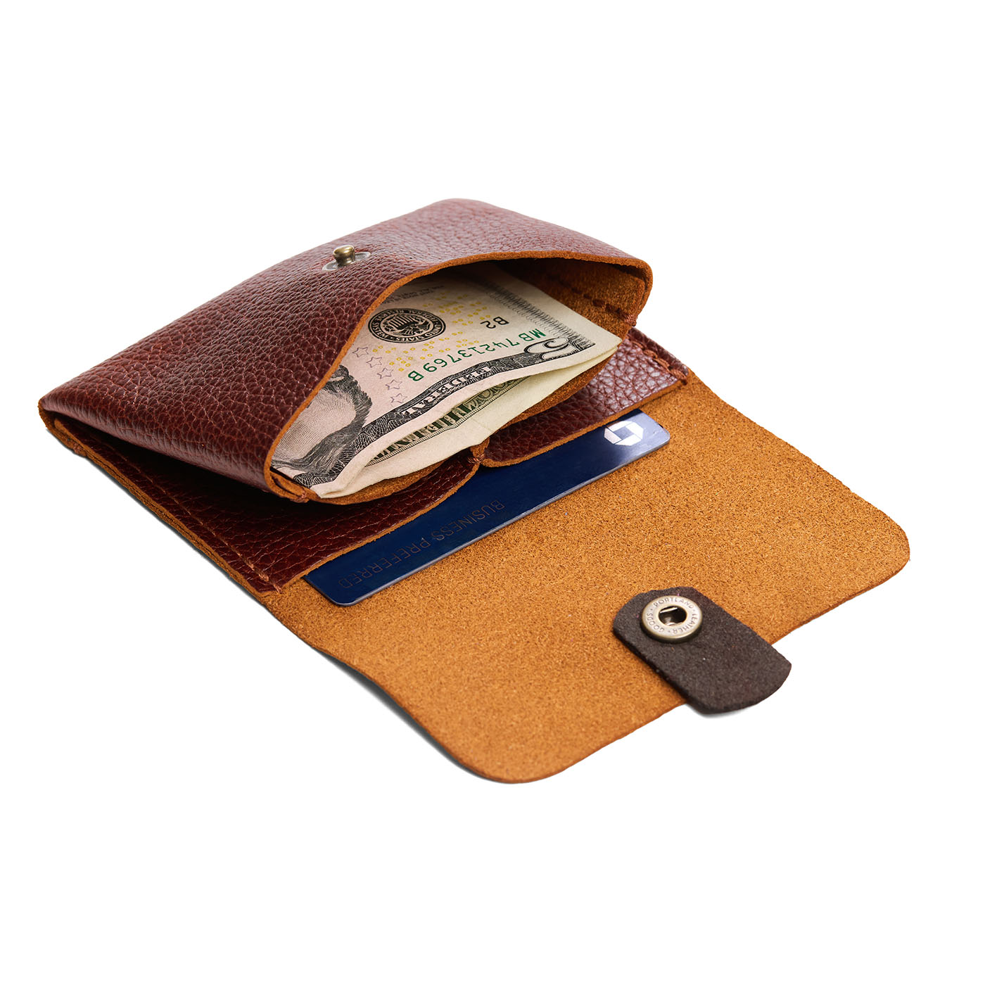 Nutmeg | Envelope snap wallet with contrast pull tab