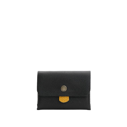 Pebbled--black | Envelope snap wallet with contrast pull tab