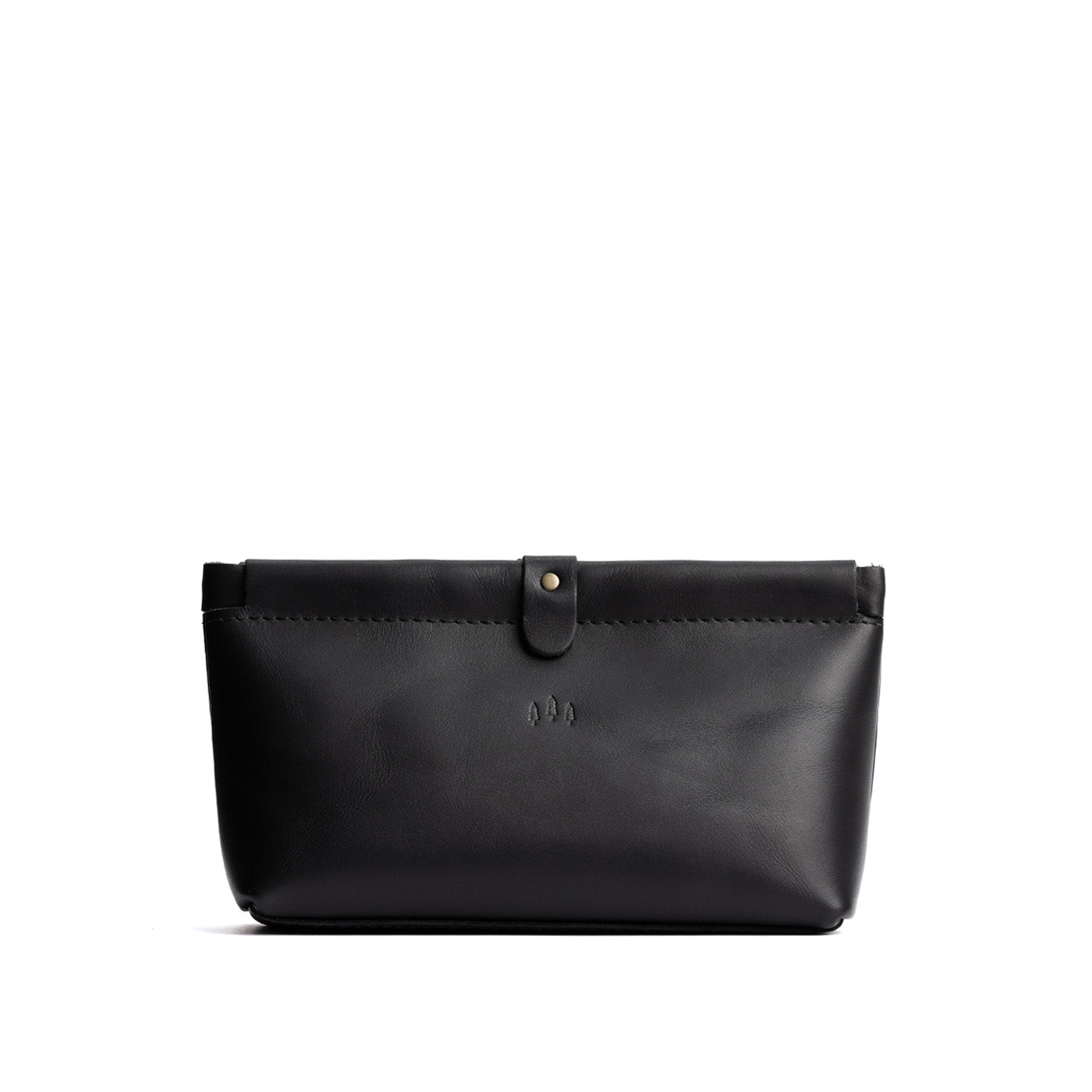 Black | Leather pouch with frame top closure and leather pull tab
