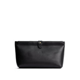 Black | Leather pouch with frame top closure and leather pull tab