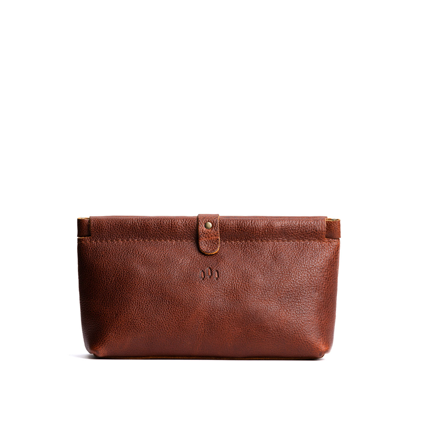 Nutmeg | Leather pouch with frame top closure and leather pull tab