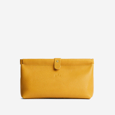 Sunshine | Leather pouch with frame top closure and leather pull tab