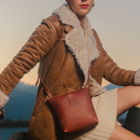  Nutmeg  | Small rectangular crossbody purse with top zipper and interior pocket