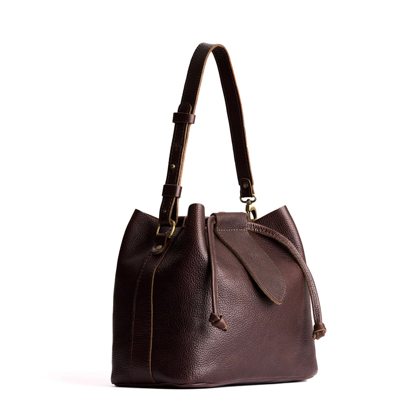 Coldbrew*Large | Symmetrical leather bag with leather drawstring closure and adjustable shoulder strap