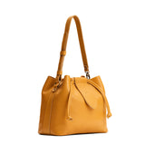 Sunshine Large | Symmetrical leather bag with leather drawstring closure and adjustable shoulder strap