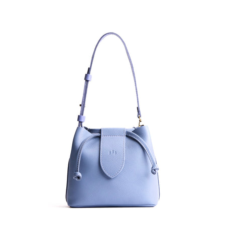 Aster*Small | Symmetrical leather bag with leather drawstring closure and adjustable shoulder strap