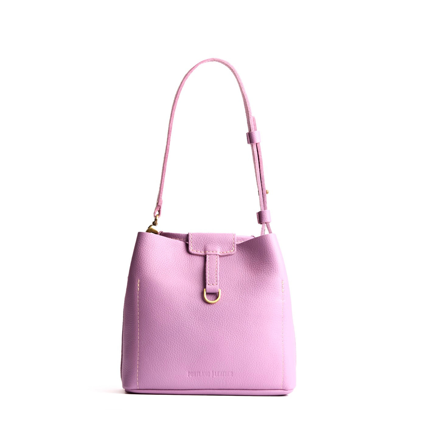 Calla Lily*Small | Symmetrical leather bag with leather drawstring closure and back ring for accessories
