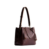 Coldbrew Small | Symmetrical leather bag with leather drawstring closure and adjustable shoulder strap