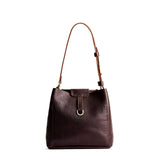 Coldbrew Small | Symmetrical leather bag with leather drawstring closure and back ring for accessories