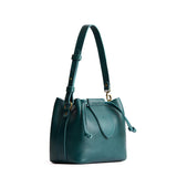 Sea Glass Small | Symmetrical leather bag with leather drawstring closure and adjustable shoulder strap