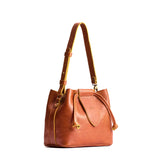 Sienna Small | Symmetrical leather bag with leather drawstring closure and adjustable shoulder strap