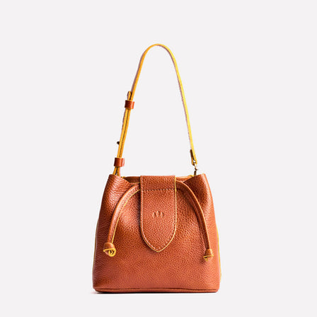 Sienna*Small | Symmetrical leather bag with leather drawstring closure and adjustable shoulder strap