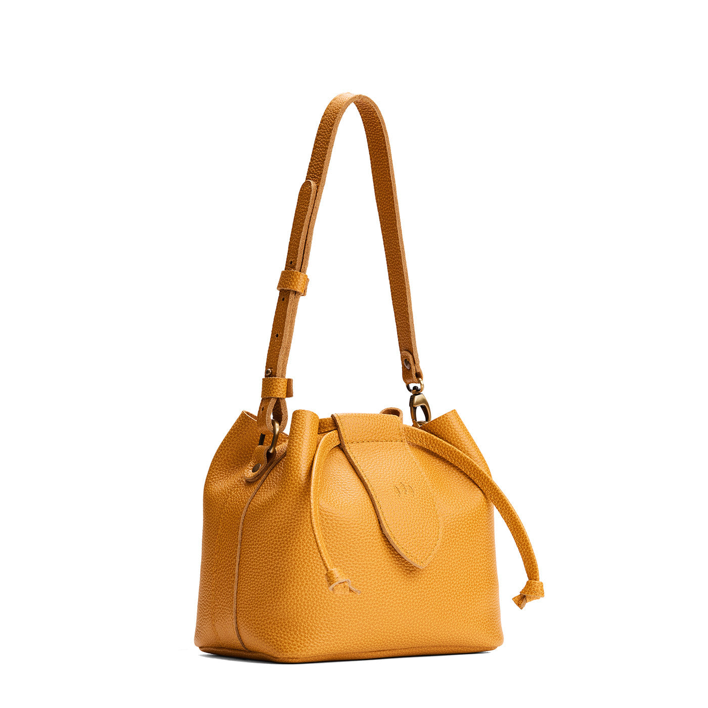 Sunshine*Small | Symmetrical leather bag with leather drawstring closure and adjustable shoulder strap