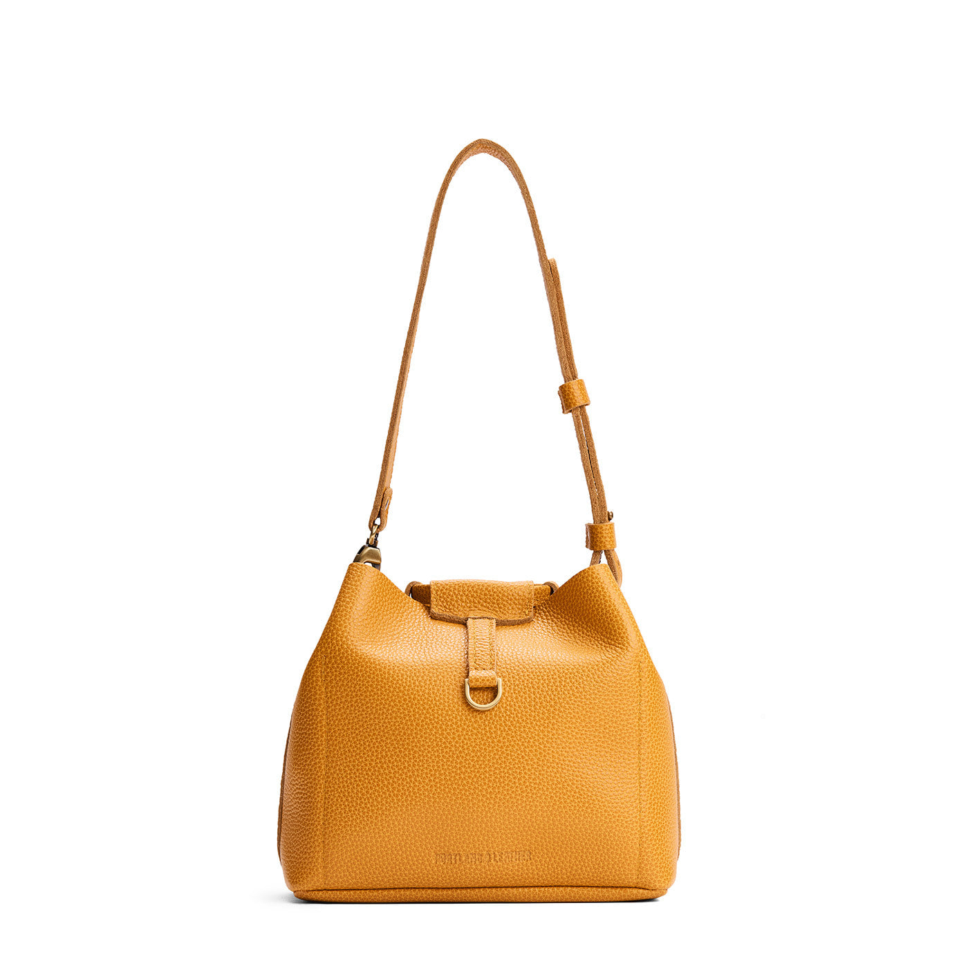 Sunshine*Small | Symmetrical leather bag with leather drawstring closure and adjustable shoulder strap
