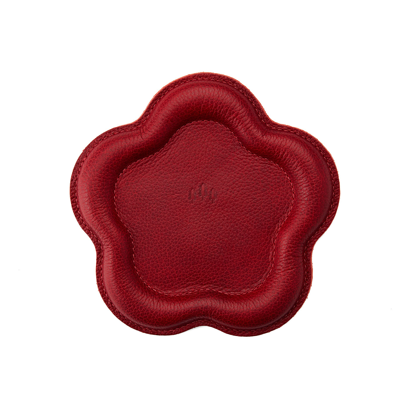 Chili Red | Floral shaped leather tray with stuffed edges 