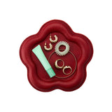 Chili Red | Floral shaped leather tray with stuffed edges 